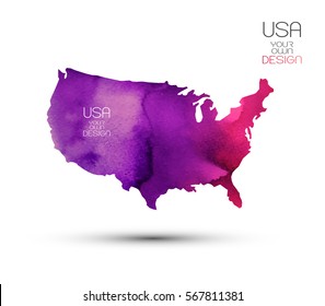 Watercolor grunge texture map-Usa