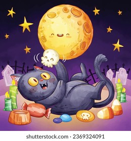 watercolor halloween background vector design illustration