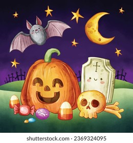 watercolor halloween background vector design illustration