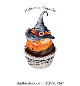 Watercolor Halloween cupcake illustration vector design great for your compositions or decorate with your artwork.