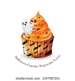 Watercolor Halloween cupcake vector art design great for your compositions or decorate with your artwork.