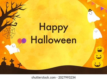 Watercolor Halloween cute frame vector illustration (background)