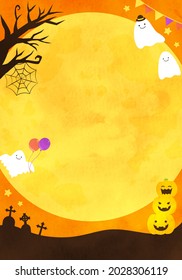 Watercolor Halloween cute frame vector illustration (background)