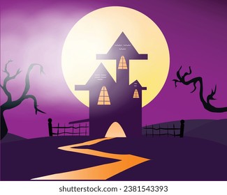 Watercolor Halloween House Illustrations Background