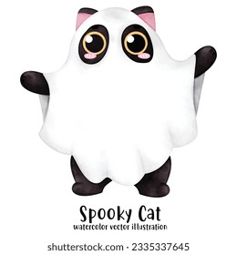 Watercolor Halloween illustration. Hand drawn holiday, Black cat, watercolor cat, cute black cat halloween, Halloween Black Cat