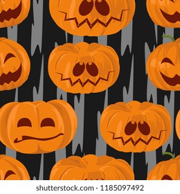 Watercolor Halloween smile pumpkins seamless pattern. vector illustration for fashion textile print and wrapping with festive design.