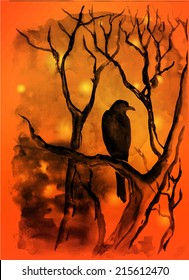 Watercolor halloween vector background