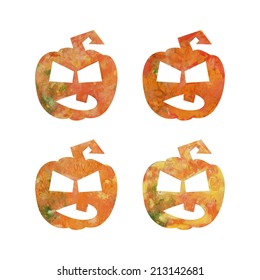 Watercolor Halloween's pumpkins