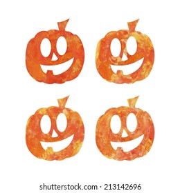 Watercolor Halloween's pumpkins
