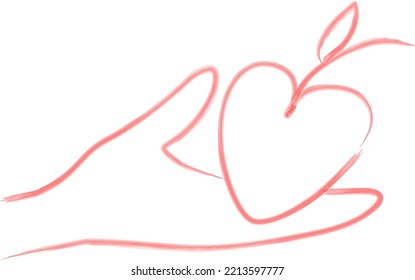 Watercolor hand with apple isolated vector illustration for design of valentine