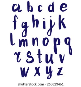 Watercolor hand drawn alphabet. Vector illustration.