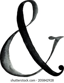 Watercolor hand drawn ampersand symbol vector