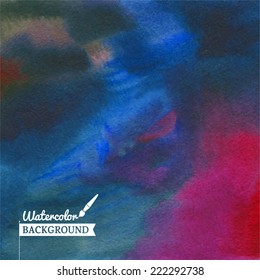 Watercolor hand drawn background. Abstract vector hand-drawn watercolor background. Colourful template. There is blank place for your text. EPS 10.
