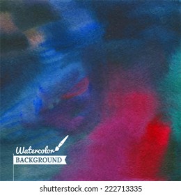 Watercolor hand drawn background. Abstract vector hand-drawn watercolor background. Colorful template. There is blank place for your text. EPS 10.