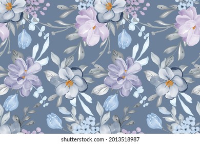 watercolor hand drawn background seamless pattern flower lilac