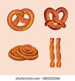 watercolor hand drawn bakery set  vector illustration design