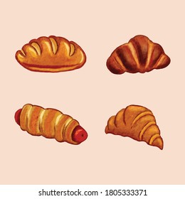 watercolor hand drawn bakery set  vector illustration design