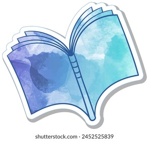 watercolor hand drawn book sticker