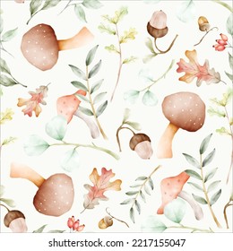 watercolor hand drawn botanical apple and floral seamless pattern