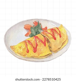 Watercolor hand drawn breakfast, morning menu