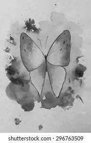 Watercolor hand drawn butterfly