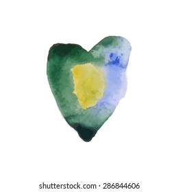 Watercolor hand drawn colorful heart. Isolated on white background. Vector.
