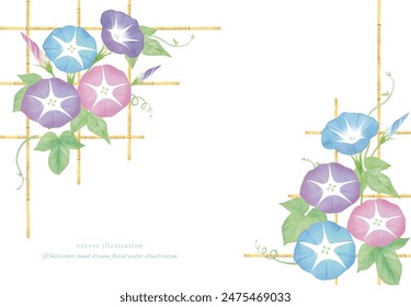 Watercolor hand drawn colorful morning glory vector illustration material