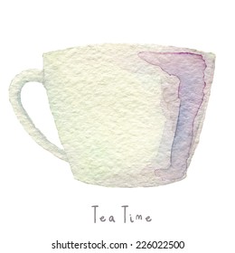 Watercolor hand drawn cup of tee or coffee. Eps10