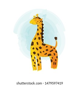 watercolor hand drawn cute giraffe