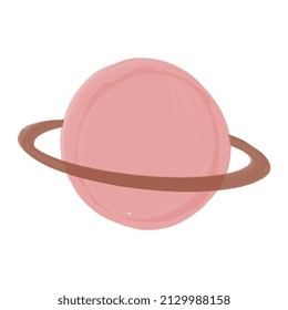 Elemento dibujado a mano de acuarela para vivero al estilo boho. Ilustración vectorial de saturn rosado.