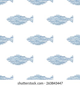 Watercolor hand drawn fishes in vector. Seamlessly tiling fish pattern. 