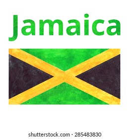 Watercolor hand drawn flag of Jamaica. flag of Jamaica in vector.