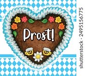 Watercolor hand drawn gingerbread oktoberfest decorated heart