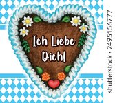 Watercolor hand drawn gingerbread oktoberfest decorated heart