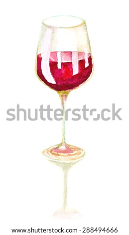 watercolor hand drawn glass of wine. vector