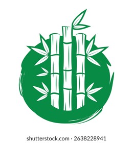 watercolor hand drawn green bamboo plant. Concept for spa and beauty salon, asian massage, cosmetics package, furniture materials vector icon template