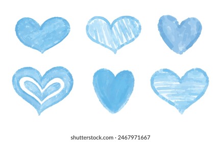 Watercolor hand drawn hearts collection.