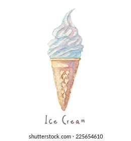 Watercolor hand drawn ice cream. Eps10 