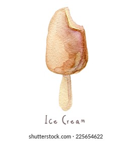 Watercolor hand drawn ice cream. Eps10 