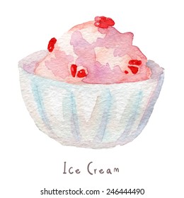Watercolor hand drawn ice cream. Vectorized eps10