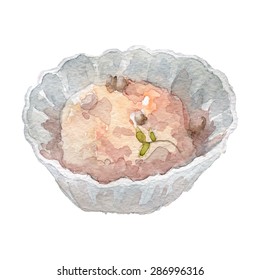 Watercolor hand drawn ice cream set. Eps10