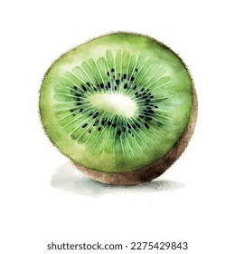 Ilustración a mano con acuarela de frutos kiwi aislados en un fondo blanco. Se puede usar para menú, logotipo o folleto, tarjeta de saludo, camiseta de diseño, impresión o afiche.