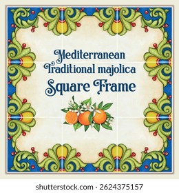 Watercolor hand drawn italian mediterranean tiles
