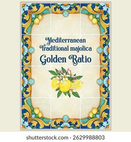 Watercolor hand drawn italian mediterranean tiles