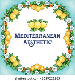 Watercolor hand drawn italian mediterranean tiles