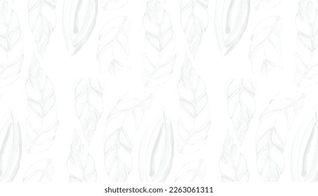 Fondo de patrón de hoja dibujado a mano de color de agua