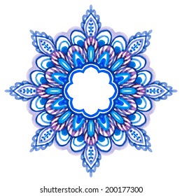 Watercolor hand drawn mandala. Lace circular ornament. Vector illustration.