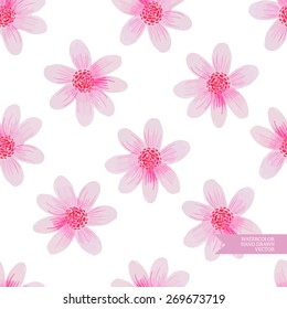 Watercolor hand drawn and painted seamless flower pattern. Vintage flower design for greeting cards an wedding invitations.