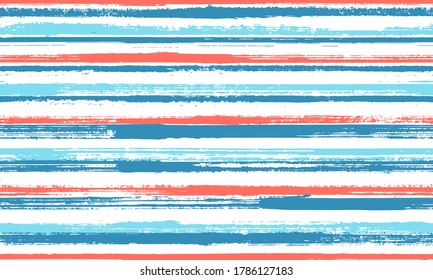 Línea paralela de color de agua dibujada a mano vectorial patrón transparente. Diseño de impresión de tela de lino funky. Líneas paralelas geométricas vintage, rayas sobre fondo blanco. Patrón infinito.