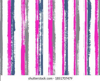 Watercolor hand drawn parallel lines vector seamless pattern. Classic gift wrapping paper design. Scratchy geometric parallel lines, striles on white background. Repeatable pattern.